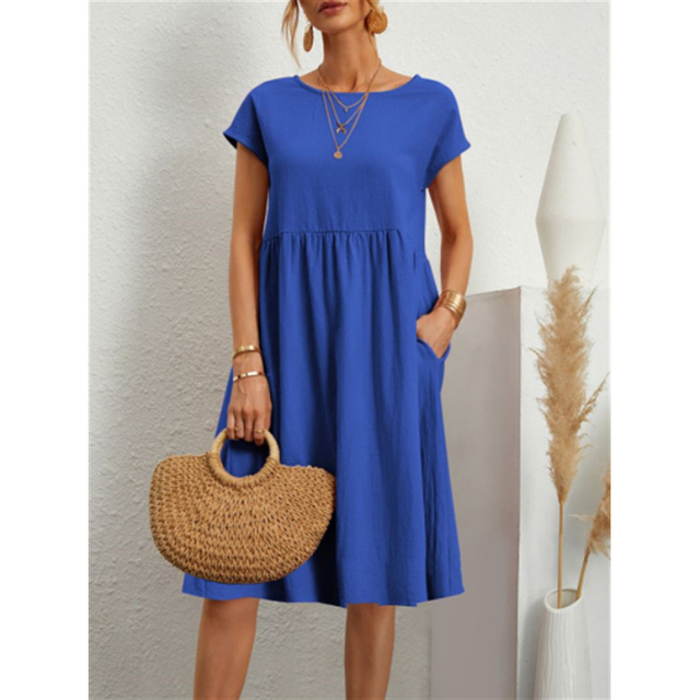 Abito Midi Donna Estivo Semplice Vestibilità Regolare