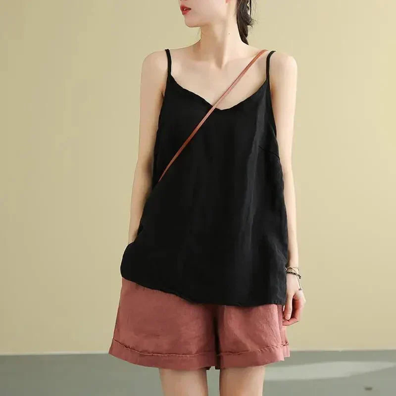 Canotta Donna Scollo Rotondo Senza Maniche Casual