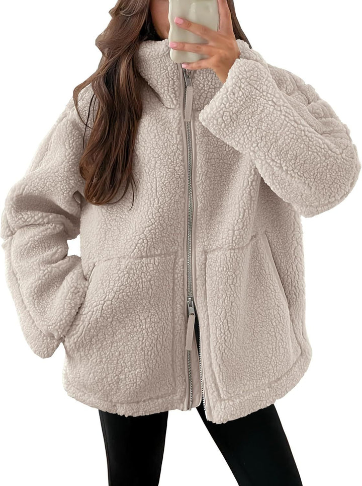 Giacca Donna in Pile con Zip Vestibilità Comoda Tasche Laterali