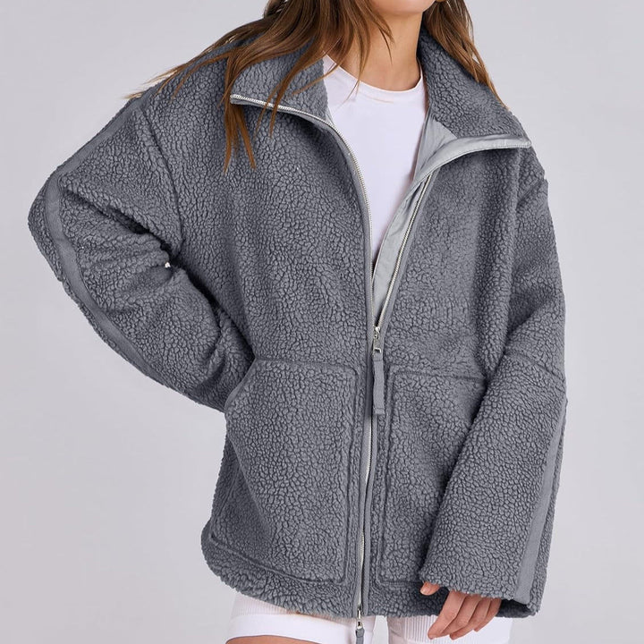 Giacca Donna in Pile con Zip Vestibilità Comoda Tasche Laterali
