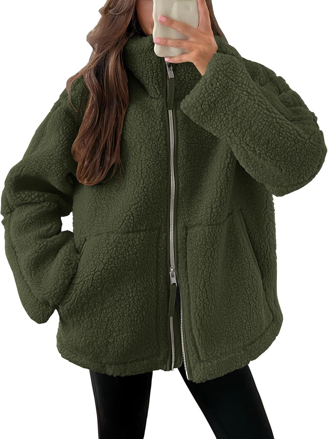 Giacca Donna in Pile con Zip Vestibilità Comoda Tasche Laterali