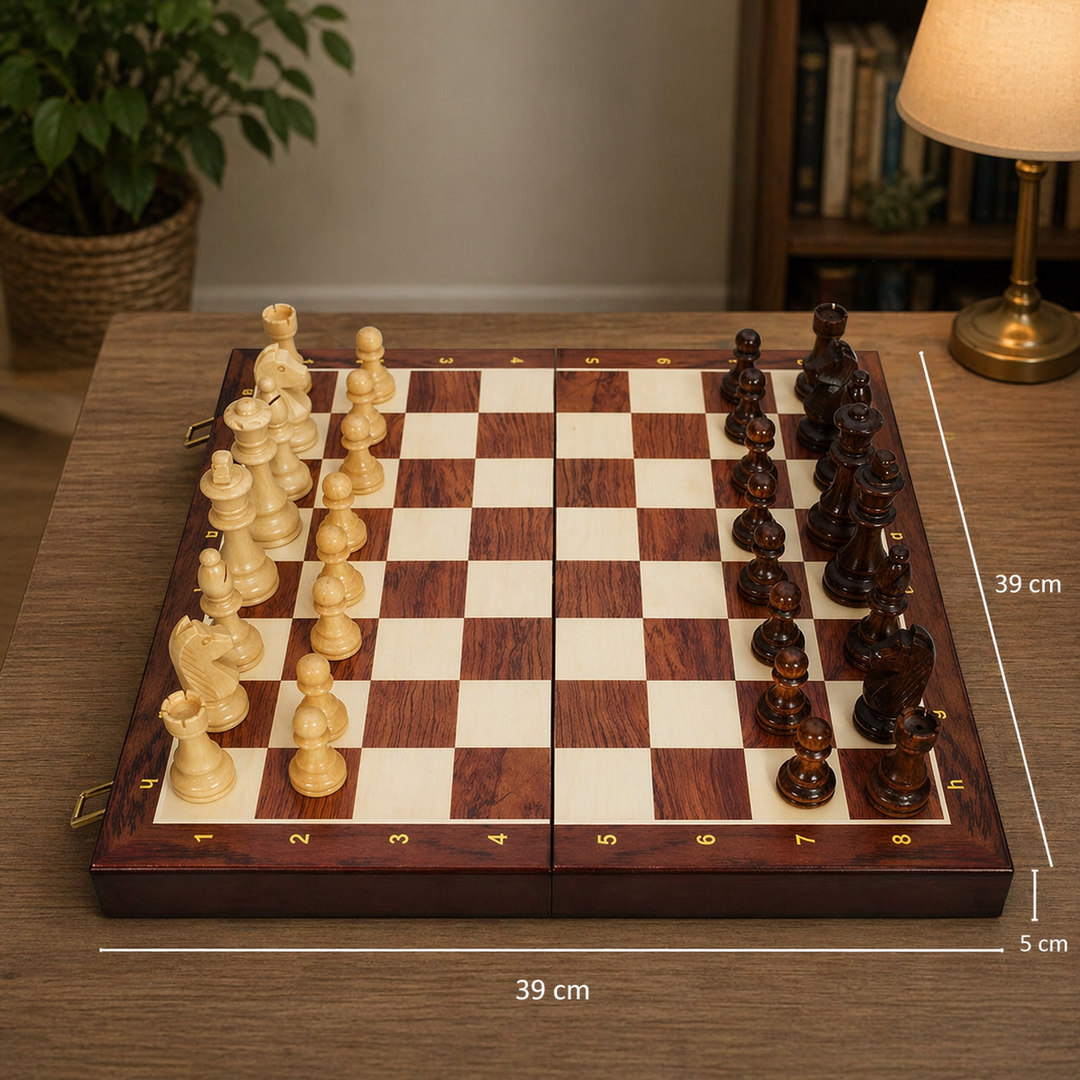Gioco Scacchi Pieghevole Legno Scacchiera Feltro Strategico