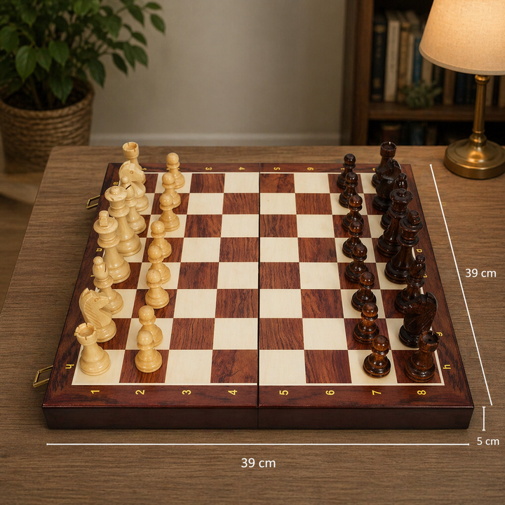 Gioco Scacchi Pieghevole Legno Scacchiera Feltro Strategico