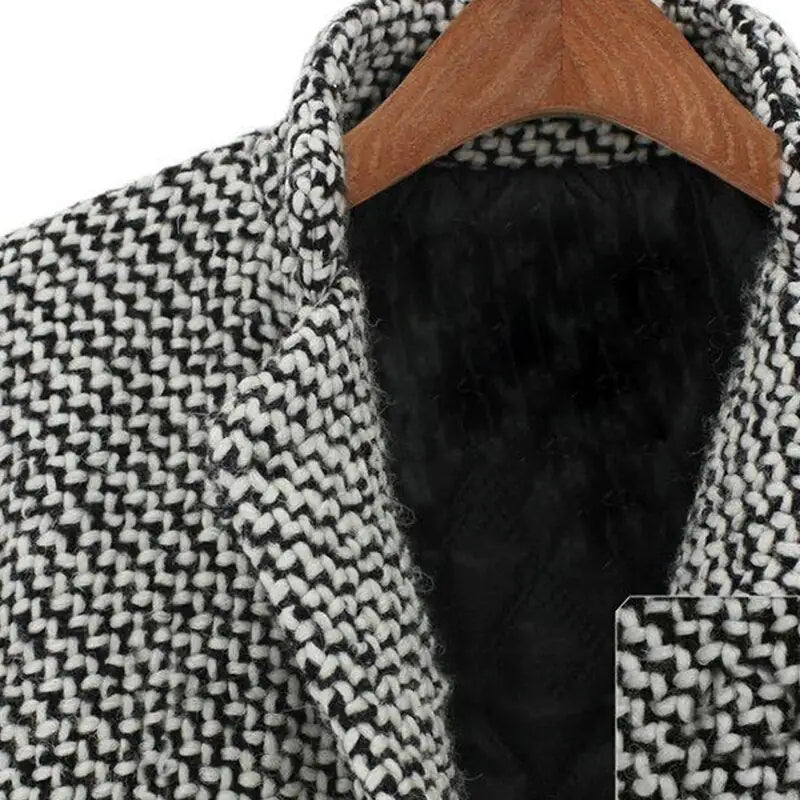 Cappotto Lungo Donna in Tweed di Lana Vestibilità Comoda