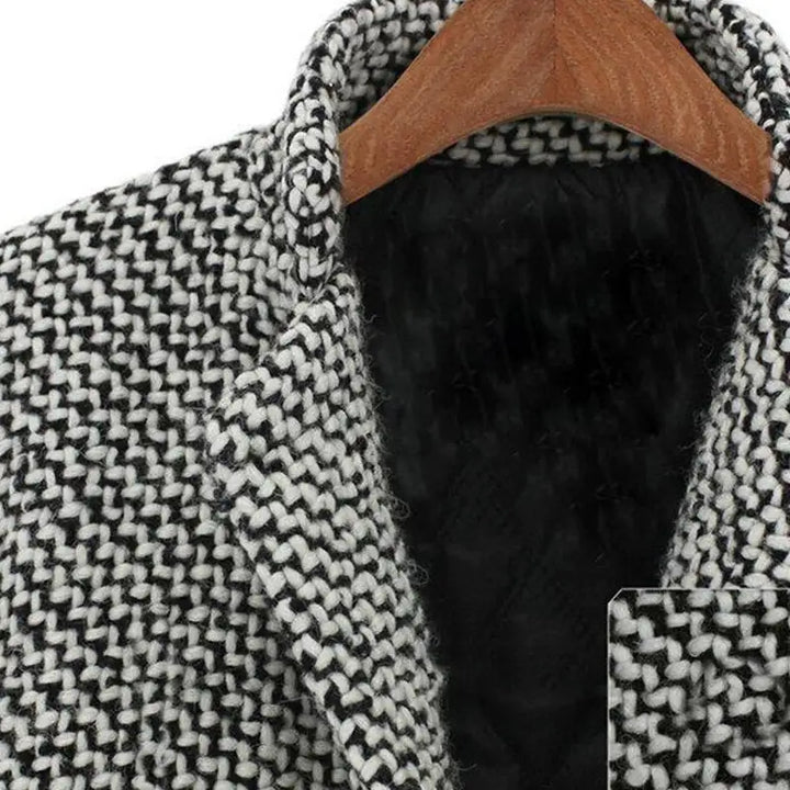 Cappotto Lungo Donna in Tweed di Lana Vestibilità Comoda