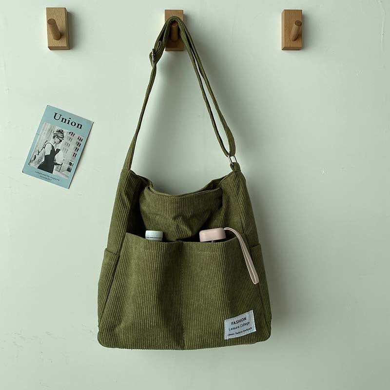 Borsa Tracolla Donna in Tela Velluto a Coste Classica Resistente