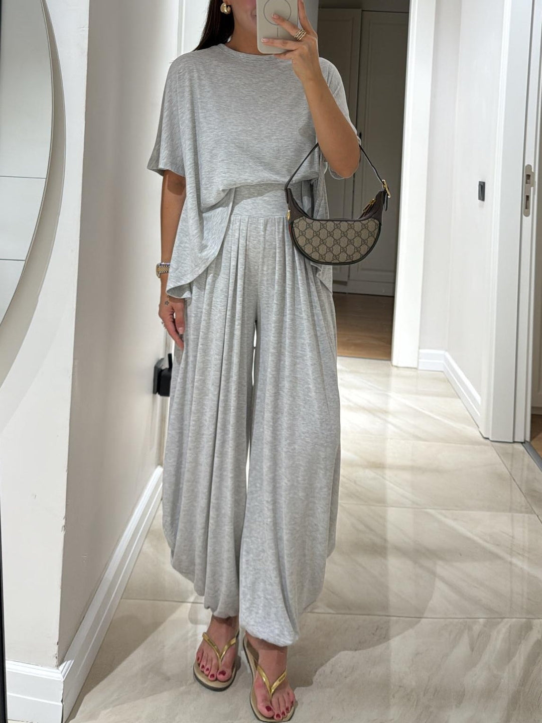 Completo Donna Casual e Pantaloni Gamba Larga Vestibilità Ampia - Vesarelli
