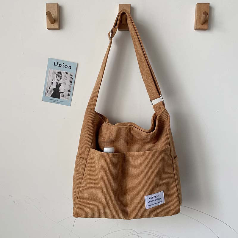 Borsa Tracolla Donna in Tela Velluto a Coste Classica Resistente
