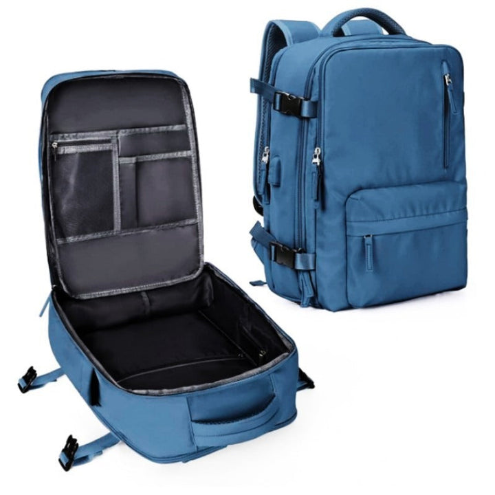 Zaino Impermeabile da Viaggio con Spallacci Ergonomici e Scomparto per Laptop Fino a 17 Pollici – 25 Litri, Nero/Blu/Nero Oliva 13
