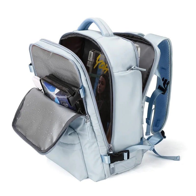 Zaino Impermeabile da Viaggio con Spallacci Ergonomici e Scomparto per Laptop Fino a 17 Pollici – 25 Litri, Nero/Blu/Nero Oliva 8