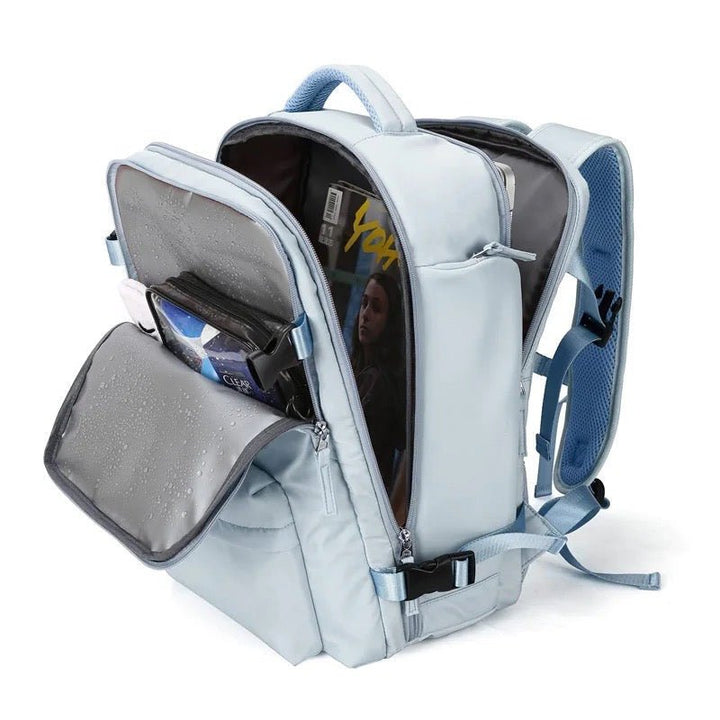 Zaino Impermeabile da Viaggio con Spallacci Ergonomici e Scomparto per Laptop Fino a 17 Pollici – 25 Litri, Nero/Blu/Nero Oliva 8