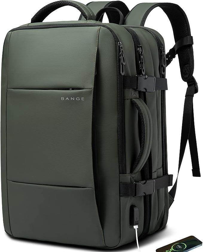 Zaino da viaggio BANGE Weekender, zaino da viaggio espandibile da 45 litri per aerei, zaino convertibile da viaggio, zaino per laptop da 17,3" resistente all'acqua per uomini e donne... 7