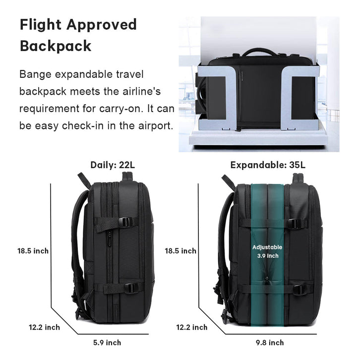 Zaino da viaggio BANGE da 35-45 litri, zaino da viaggio, borsone convertibile resistente, adatto a laptop da 17,3 pollici, per uomini e donne 4