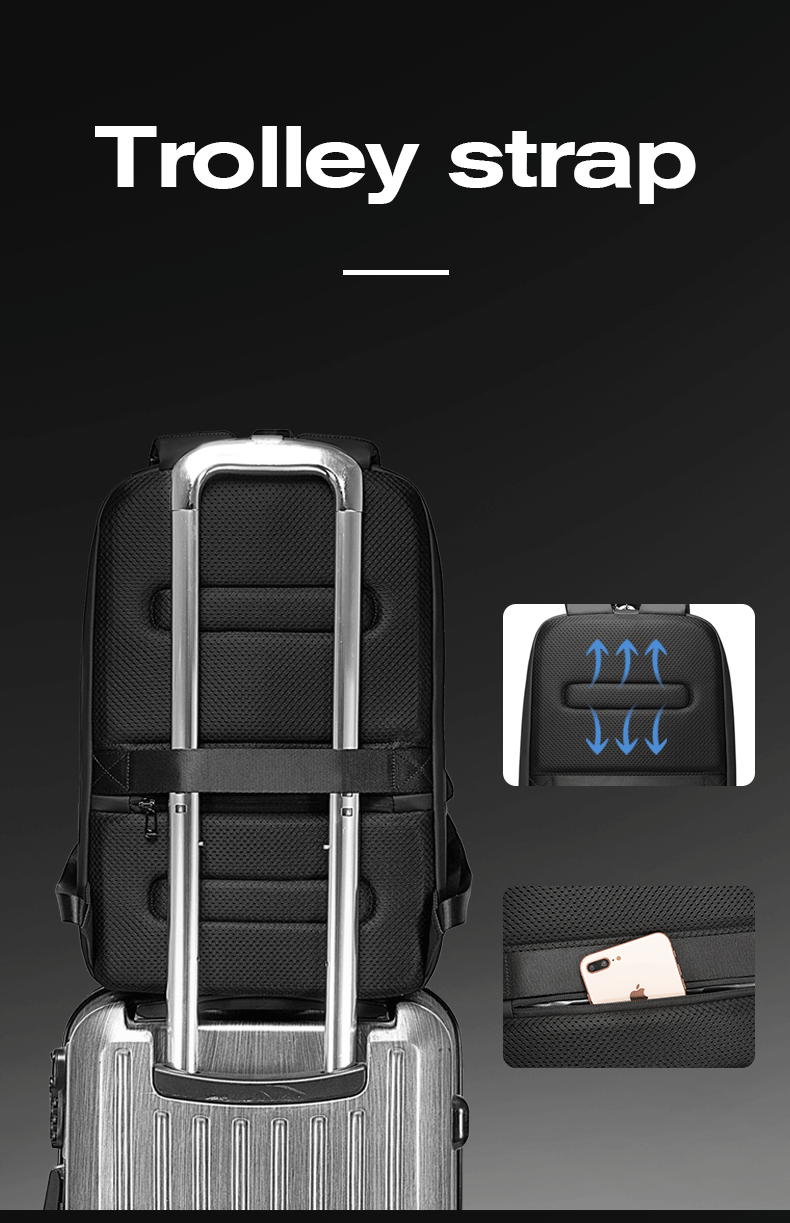 Zaino rigido antifurto BANGE con lucchetto TSA e porta USB 8
