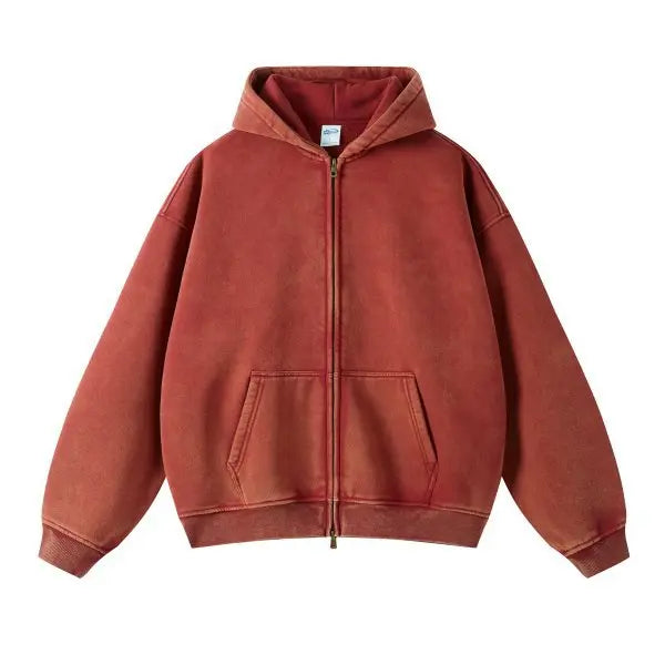 Felpa Con Cappuccio Batik-Wash per Uomo | Zelara Rosso vino