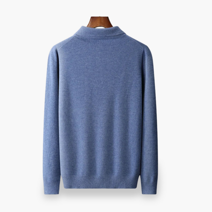 Maglione Polo In Lana Blu Per Uomo | Zelvian