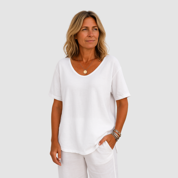 Maglietta Donna Scollo a U Ampia Leggera Comoda