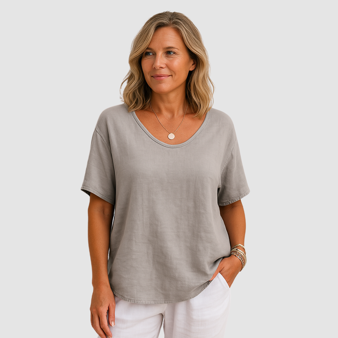 Maglietta Donna Scollo a U Ampia Leggera Comoda
