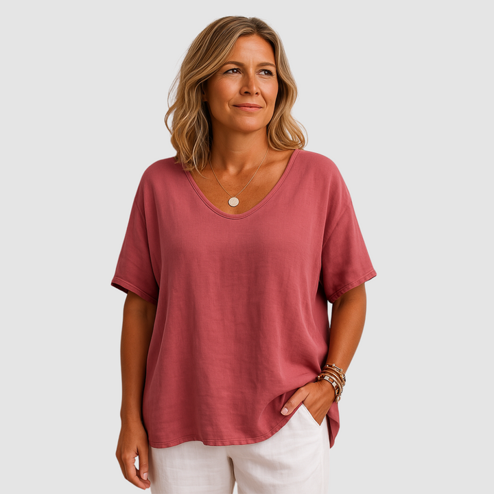 Maglietta Donna Scollo a U Ampia Leggera Comoda
