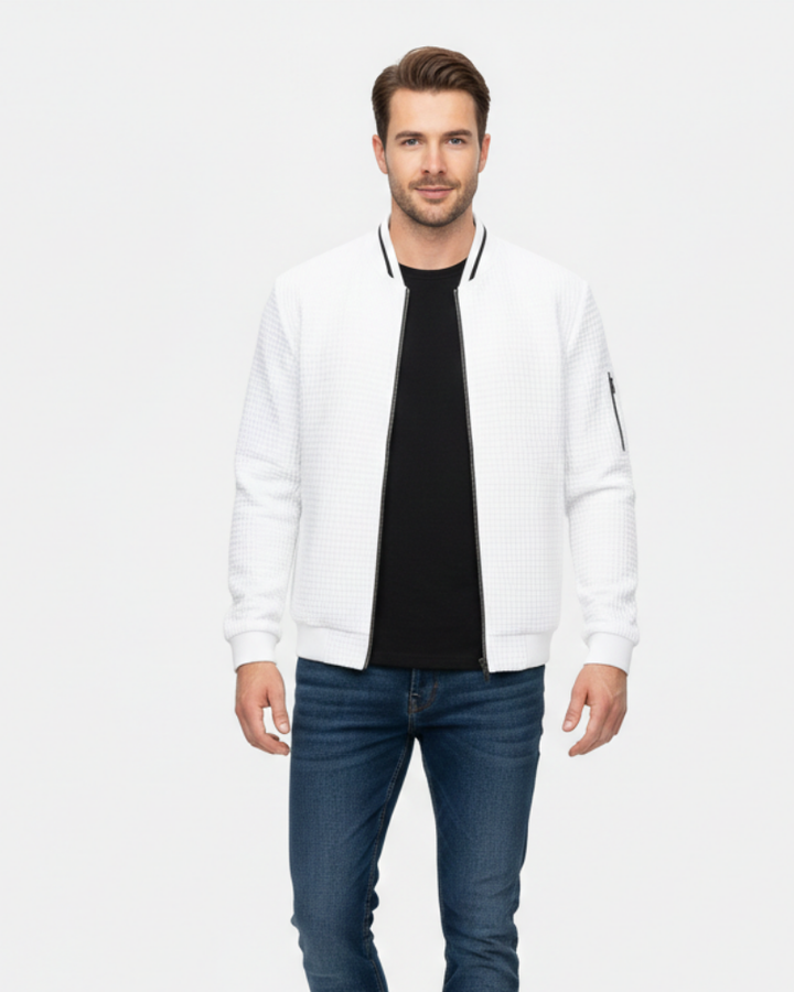 Zyro | Uomo Gilet In Maglia Fine Con Zip Bianco