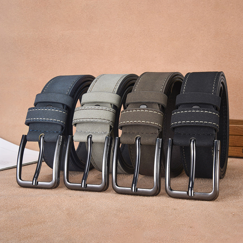 Cintura Uomo in Pelle Scamosciata Fibbia ad Ardiglione Stile Casual - Vesarelli