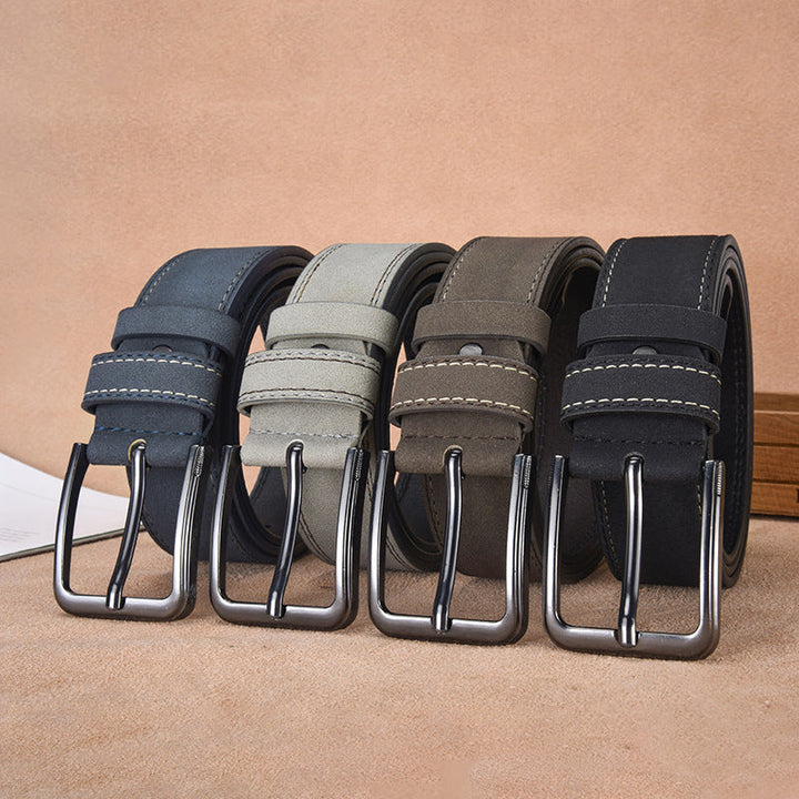 Cintura Uomo in Pelle Scamosciata Fibbia ad Ardiglione Stile Casual - Vesarelli