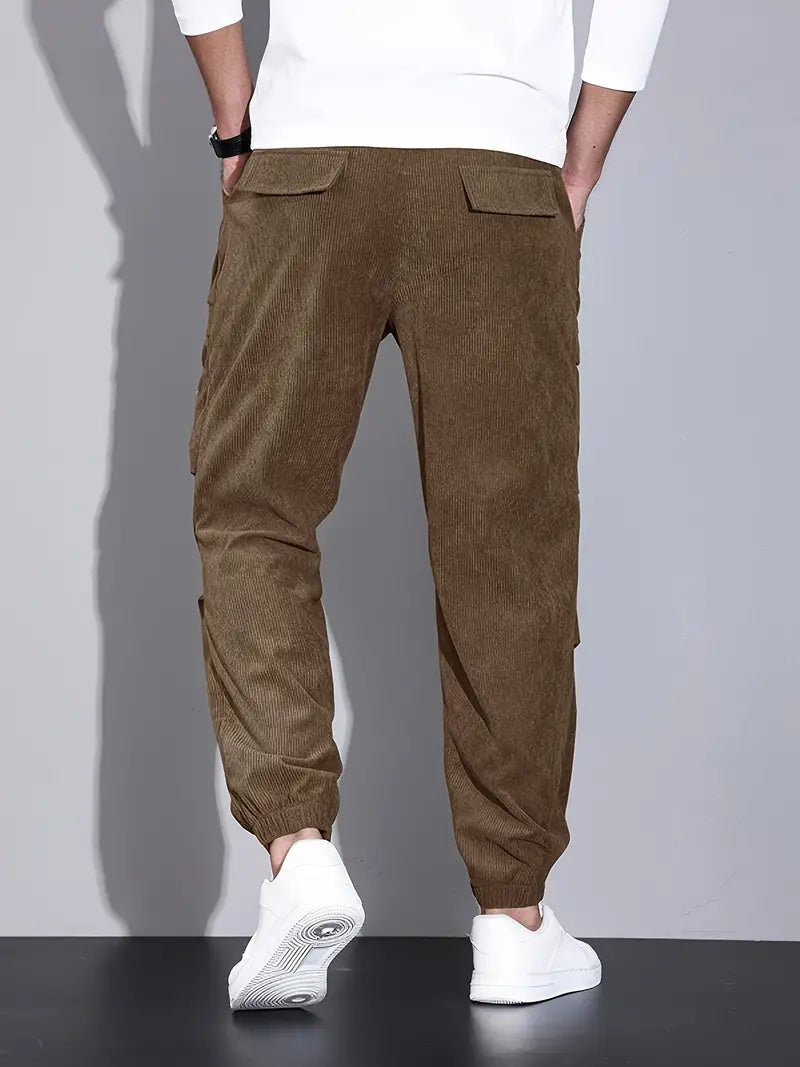 Pantaloni Cargo Uomo Velluto a Coste Slim Fit