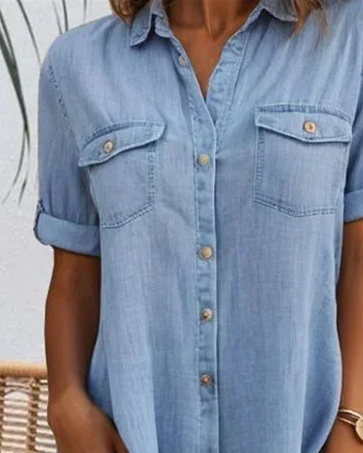 Abito Camicia Donna in Denim Midi Casual Leggero