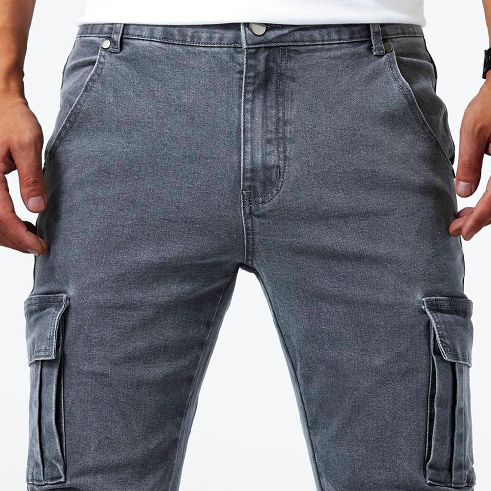 Pantaloni Cargo Uomo in Denim Elasticizzato Slim Fit
