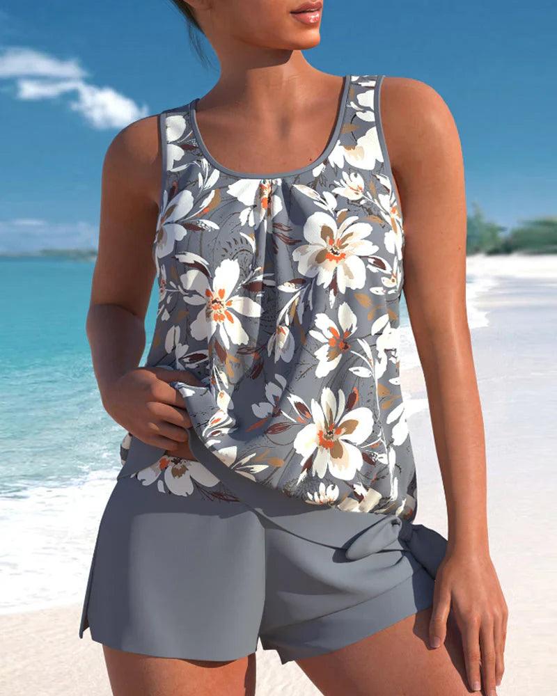 Tankini Donna in Tessuto Leggero Stampa Floreale Estate - Vesarelli