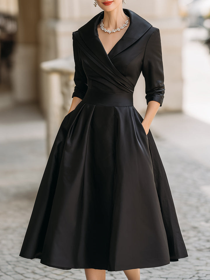 Abito Midi Donna Plissettato Stile Vintage Taglio a Trapezio - Vesarelli