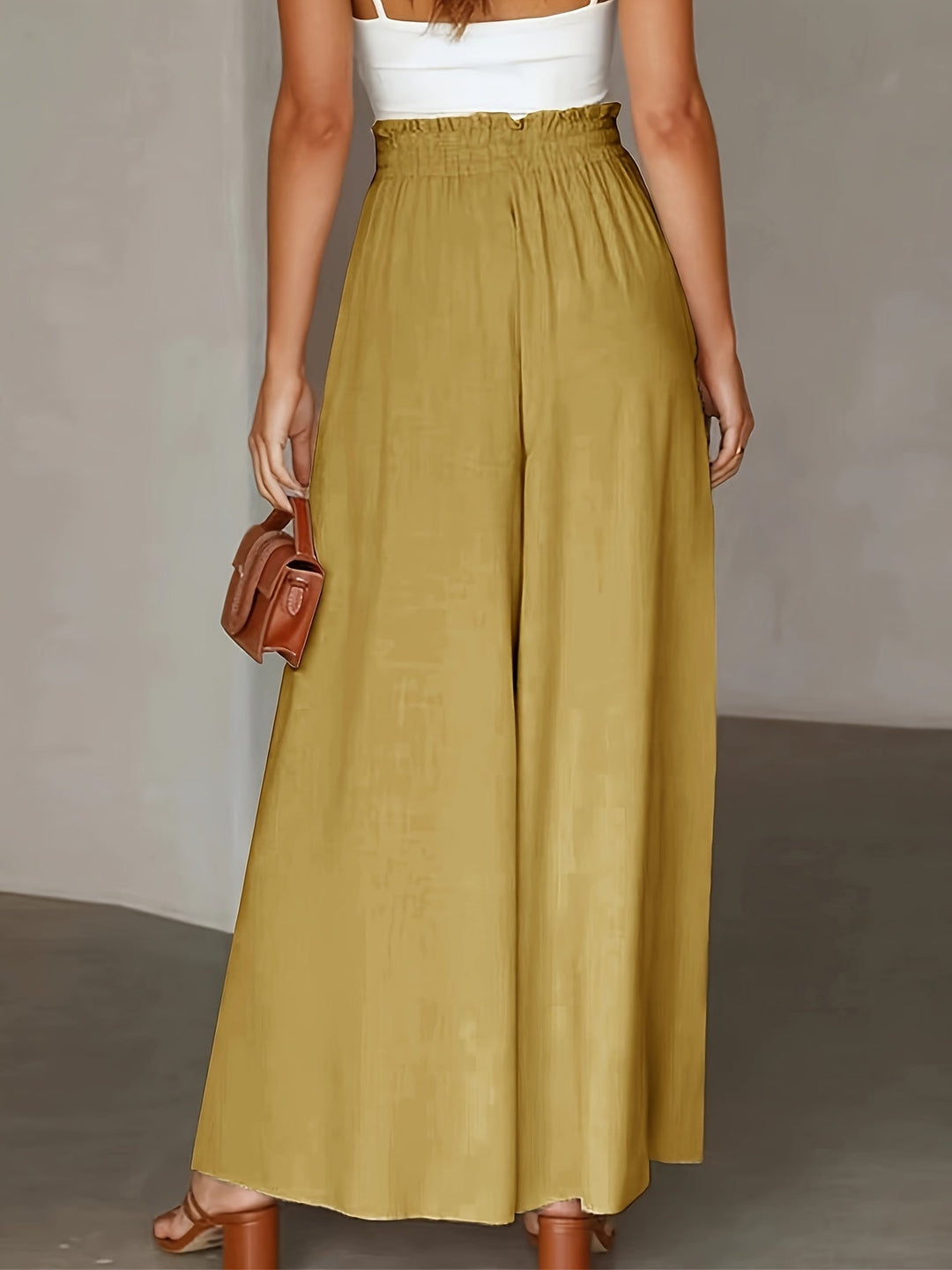 Pantaloni Palazzo Donna Vita Alta Stile Boho Comfort Estivo