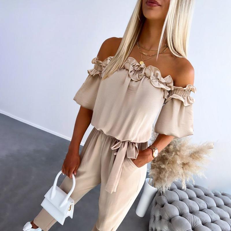 Tuta Donna Monospalla con Volant e Cintura in Vita Chic - Vesarelli