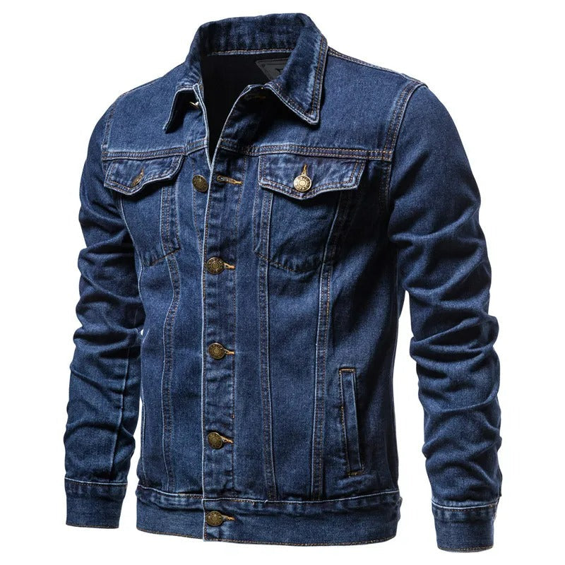 Giacca Uomo Denim Casual Vestibilità Comoda