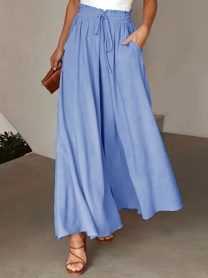 Pantaloni Palazzo Donna Vita Alta Stile Boho Comfort Estivo