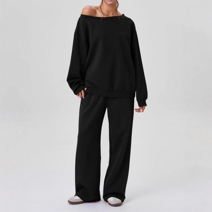 Set Due Pezzi Donna Casual Tessuto Morbido Spalle Scoperte