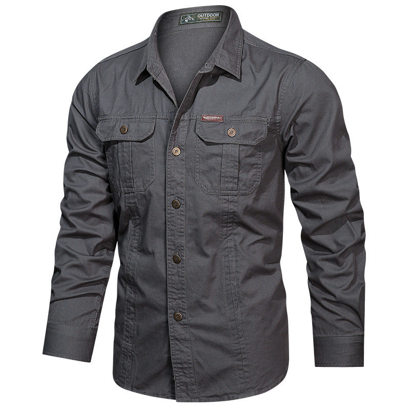 Camicia Uomo Tessuto Militare Vestibilità Regolare