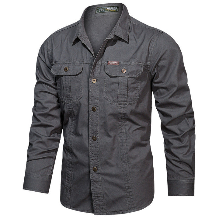 Camicia Uomo Tessuto Militare Vestibilità Regolare