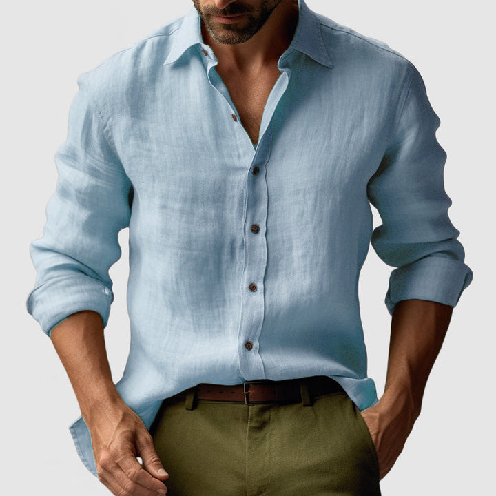 Camicia Uomo Vintage Maniche Lunghe Tessuto Traspirante