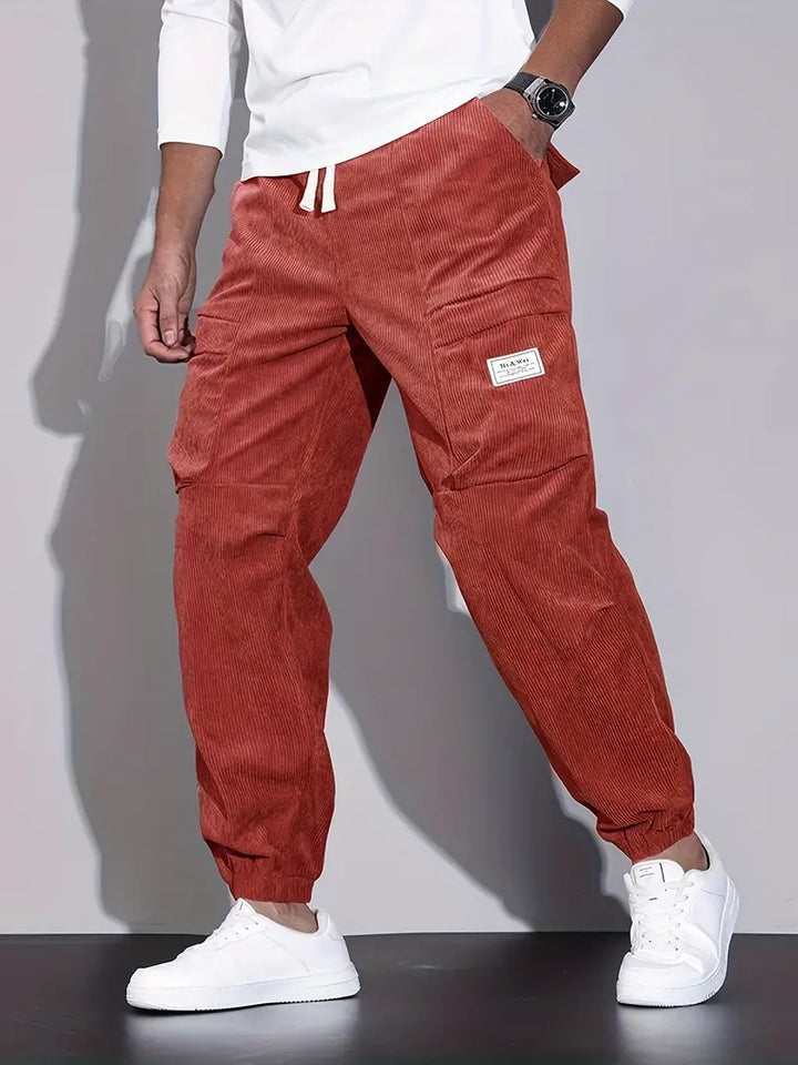 Pantaloni Cargo Uomo Velluto a Coste Slim Fit