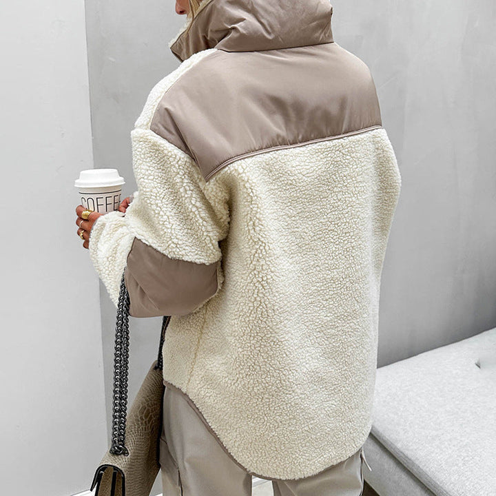 Maglione Donna in Pile Morbido Colletto Risvoltato Vestibilità Ampia