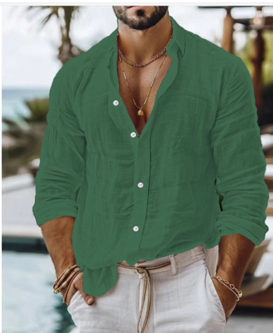Camicia Uomo Leggera Tessuto Morbido Vestibilità Comoda