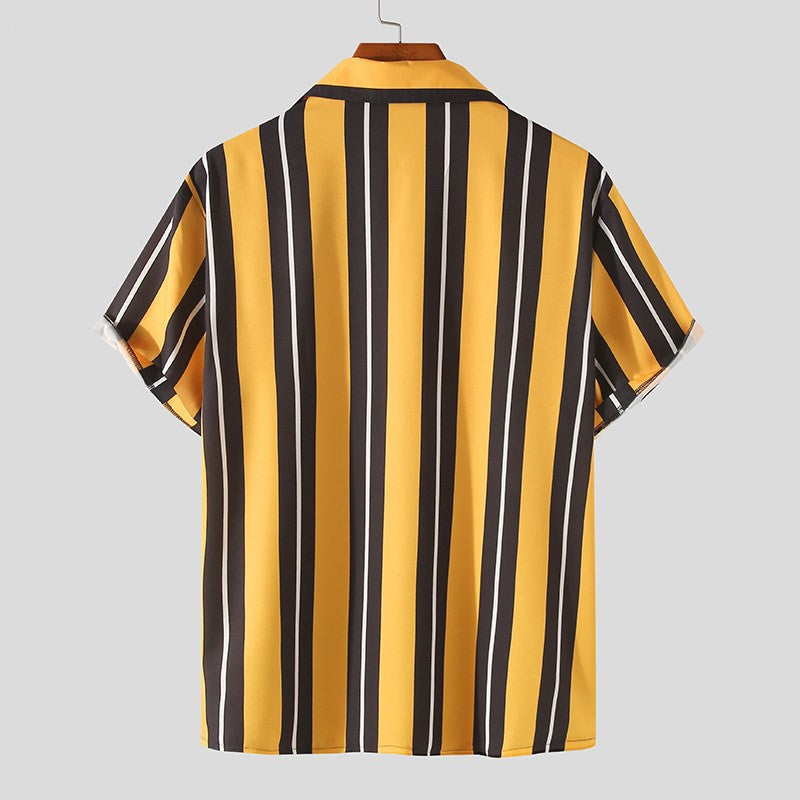Camicia Uomo Cotone Maniche Corte Stile Casual Streetwear