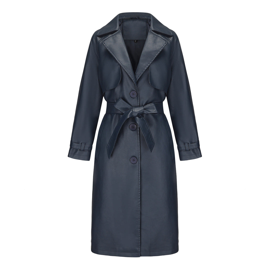Trench lungo Donna con Revers Larghi e Cintura Elegante