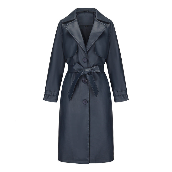 Trench lungo Donna con Revers Larghi e Cintura Elegante