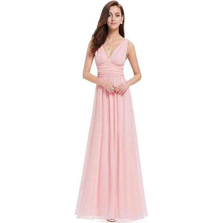 Abito Maxi Donna Scollo a V Stile Elegante Classico - Vesarelli
