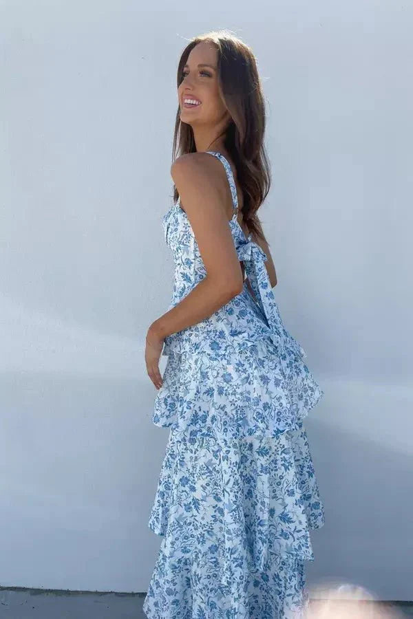 Abito Maxi Donna Tessuto Floreale Stile Boho Chic - Vesarelli