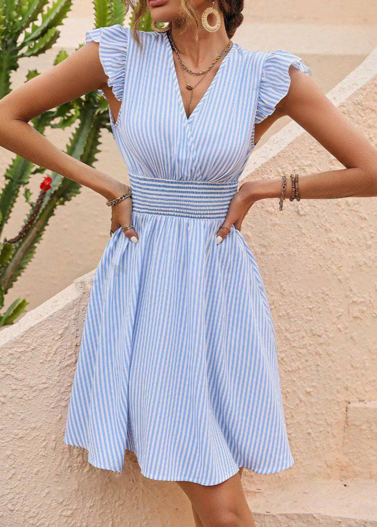 Abito Midi Donna a Trapezio in Tessuto Leggero Estivo - Vesarelli