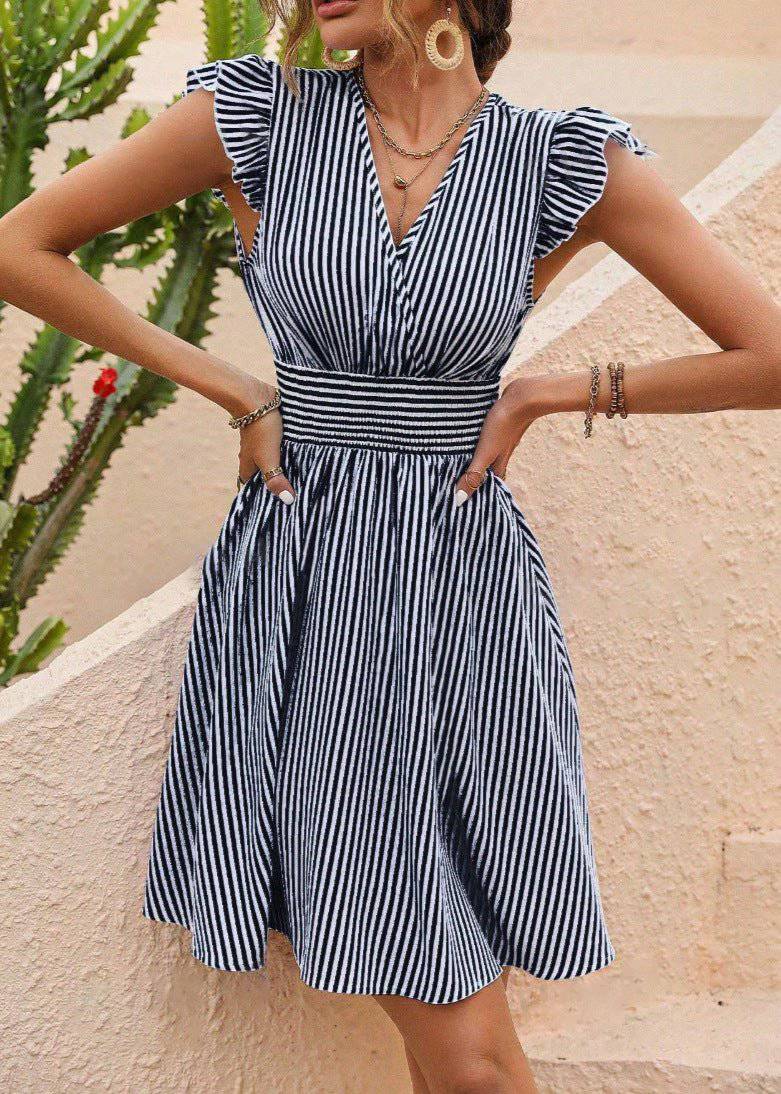 Abito Midi Donna a Trapezio in Tessuto Leggero Estivo - Vesarelli