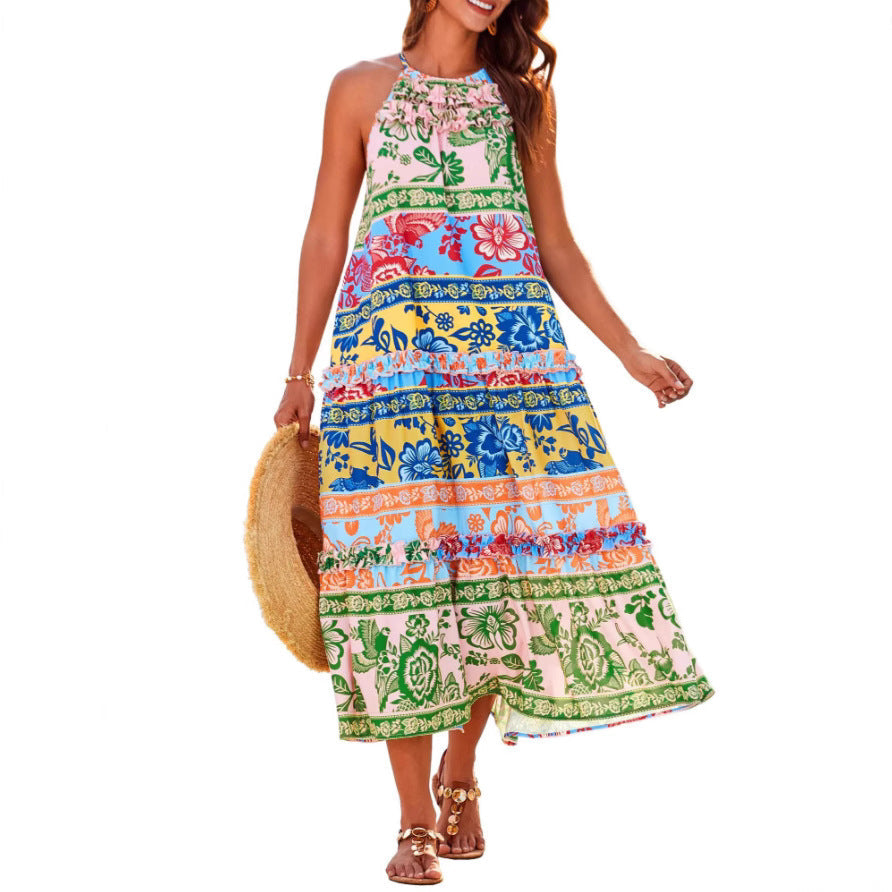 Abito Midi Donna Stile Boho Tessuto Leggero Estivo - Vesarelli